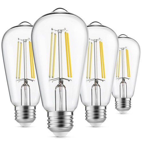Gozelux Edison Light Bulbs 60W Equivalent, Dimmable Vintage LED Light Bulbs, E26 Medium Base, Cool White 4000K, ST58, 6W, 750LM, 90+ CRI, Antique Decorative Filament LED Bulb, Clear Glass, Pack of 4 Gozelux Edison Light Bulbs 60W Equivalent, Dimmable Vintage LED Light Bulbs, E26 Medium Base, Cool White 4000K, ST58, 6W, 750LM, 90+ CRI, Antique Decorative Filament LED Bulb, Clear Glass, Pack of 4