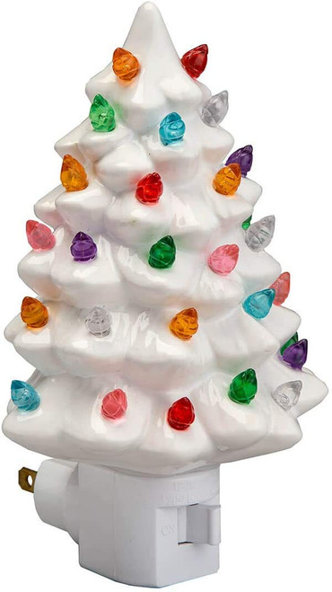 Decorative Ceramic Christmas Tree Night Light -White
