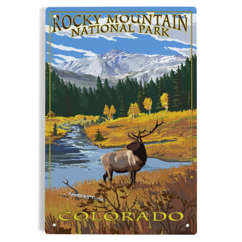 Lantern Press 6x9 Inch Metal Sign, Rocky Mountain National Park, Colorado, Mummy Range, Elk Lantern Press 6x9 Inch Metal Sign, Rocky Mountain National Park, Colorado, Mummy Range, Elk