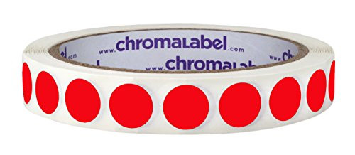 ChromaLabel 1/2 inch Removable Color-Code Dot Labels | 1,000/Roll (Red)