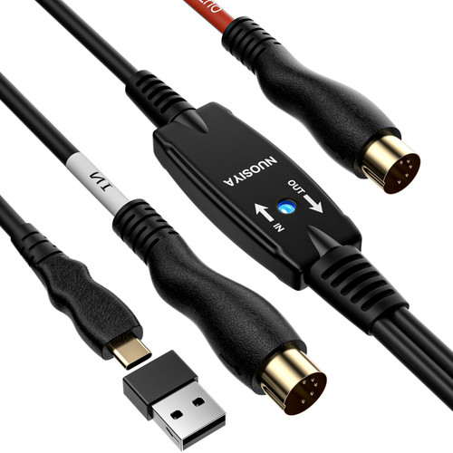 NUOSIYA Type-C to MIDI Cable 6.5Ft,Type-C MIDI Interface Adapter,MIDI to Type-C Cable Converter ?for Music Keyboard Piano to PC Mac Laptop Windows Android