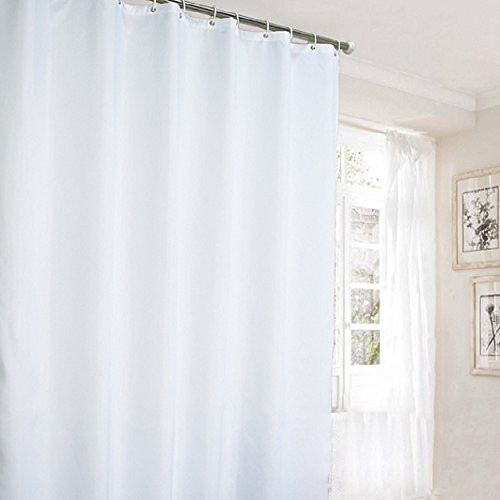 Ufaitheart Hotel Shower Curtain Long Curtains Pure White, Polyester Fabric Extra Long Shower Curtain 72 x 96 Inch