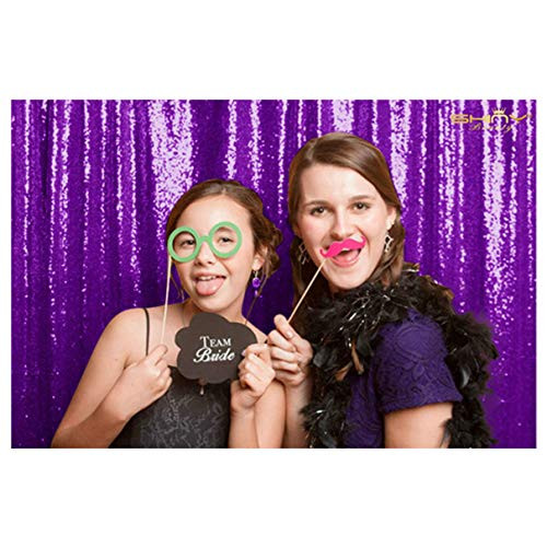 ShinyBeauty Purple Sequin BACKDROP-CURTAIN-4FTx8FT Sequin Photography Backdrop,Photo Booth Background,Sequin Christmas Backdrop Curtain (4FTx8FT, Purple)