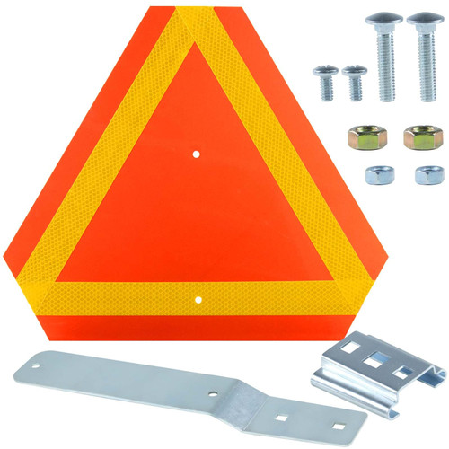 GUSUHAWK Slow Moving Vehicle Sign with Mounting Bracket Kit for Golf Cart Farm Tractor, Includes 1 Triangle Sign, 1 Tractor Bracket, 1 Sign Bracket, 4 Nuts and 4 Bolts