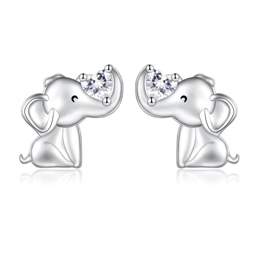 925 Sterling Silver Elephant Earrings Stud Birthstone Hypoallergenic Cute Animal Earrings Jewelry Gift for Women Girls (Clear) 925 Sterling Silver Elephant Earrings Stud Birthstone Hypoallergenic Cute Animal Earrings Jewelry Gift for Women Girls (Clear)