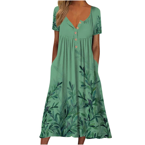 NaRHbrg Womens Summer Dress Casual Floral Print Midi Dress Button V Neck Short Sleeve Dresses Flowy Boho Beach Party Sundress 2024 Women's Dress Summer Casual Sundress NaRHbrg Womens Summer Dress Casual Floral Print Midi Dress Button V Neck Short Sleeve Dresses Flowy Boho Beach Party Sundress 2024 Women's Dress Summer Casual Sundress