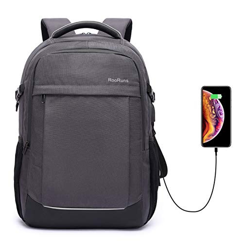 Laptop Backpack, Travel Computer Bag for Women & Men, Anti Theft Water Resistant College School Bookbag, Slim Business Backpack w/USB Charging Port Fits Under 15.6" Laptop Notebook by RooRuns (Black) Laptop Backpack, Travel Computer Bag for Women & Men, Anti Theft Water Resistant College School Bookbag, Slim Business Backpack w/USB Charging Port Fits Under 15.6" Laptop Notebook by RooRuns (Black)