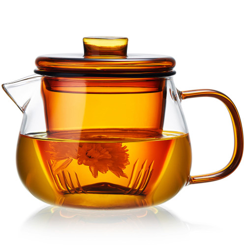 Unbreakable Glass Teapot 600ML/20OZ with Removable Glass Infuser, Borosilicate Glass Tea Kettle with Lid for Blooming and Loose Leaf Gas Stovetop Safe Unbreakable Glass Teapot 600ML/20OZ with Removable Glass Infuser, Borosilicate Glass Tea Kettle with Lid for Blooming and Loose Leaf Gas Stovetop Safe