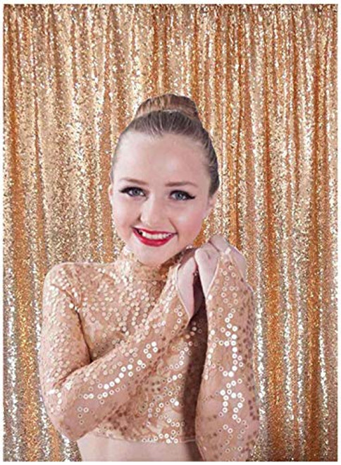 ShinyBeauty Sequin Backdrop Curtain 4FTx8FT Rose Gold Sequin Photography Background Sequin Photo Booth~190510E