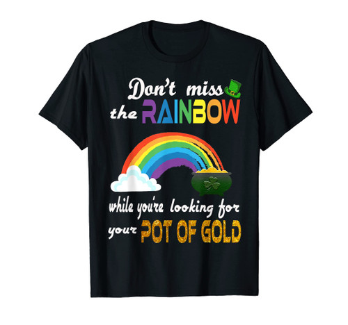 Funny St Patrick's Day Rainbow Pot Of Gold Leprechaun Gift T-Shirt