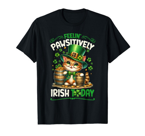 Kitten Cat St Patricks Day Shamrock Irish Cat T-Shirt