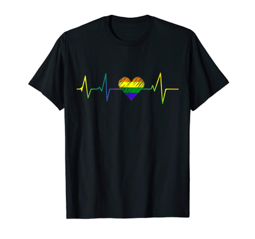 LGBT Rainbow Heartbeat Gay and Lesbian Pride T-Shirt LGBT Rainbow Heartbeat Gay and Lesbian Pride T-Shirt