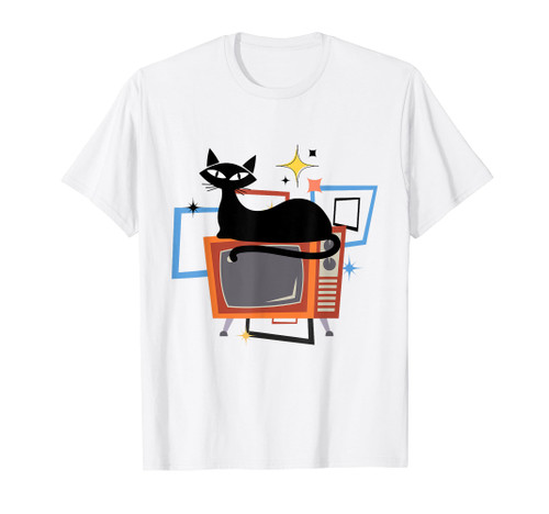 Retro Atomic Age Mid-Century Cat Vintage TV Modern T-Shirt