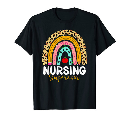 Nursing Supervisor Leopard Rainbow Healthcare Doctor Work T-Shirt