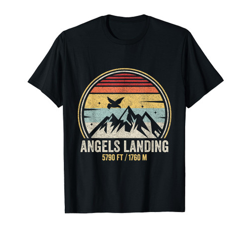 Retro Angels Landing Zion National Park Mountain Hiking T-Shirt Retro Angels Landing Zion National Park Mountain Hiking T-Shirt