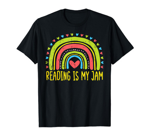 Reading Jam Rainbow Cute Teacher Librarian Bookworm T-Shirt