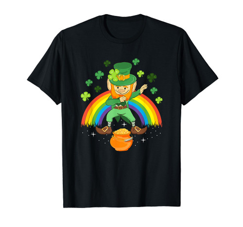 Dabbing Leprechaun Rainbow Shamrock St. Patrick's Day T-Shirt