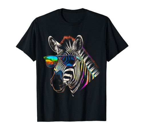 Zebra Sunglasses Artwork | Animal Colorful Zebra T-Shirt