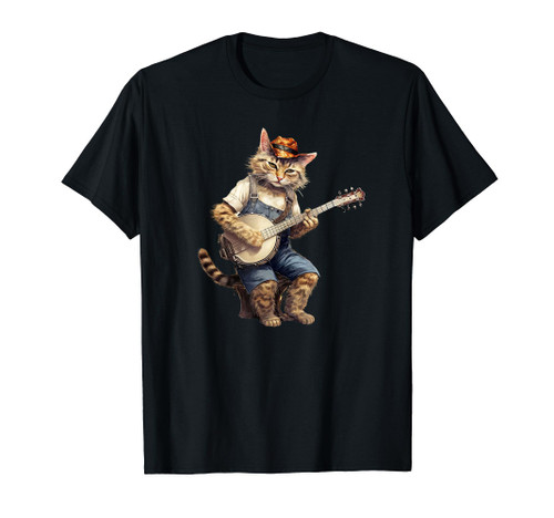 Banjo Cat Funny Retro Style Bluegrass Cat Lovers T-Shirt Banjo Cat Funny Retro Style Bluegrass Cat Lovers T-Shirt