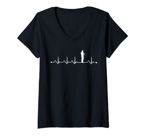 Womens Oboe Retro Heartbeat EKG Vintage for Oboe Player V-Neck T-Shirt Womens Oboe Retro Heartbeat EKG Vintage for Oboe Player V-Neck T-Shirt
