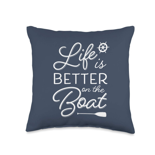 Boat Gear by Vine Mercantile Life is Better Cool Nautical Boating Theme Throw Pillow, 16x16, Multicolor