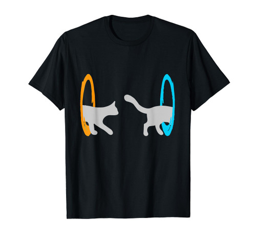 Funny Dimensional Portal Cat Nerd Geek T-Shirt