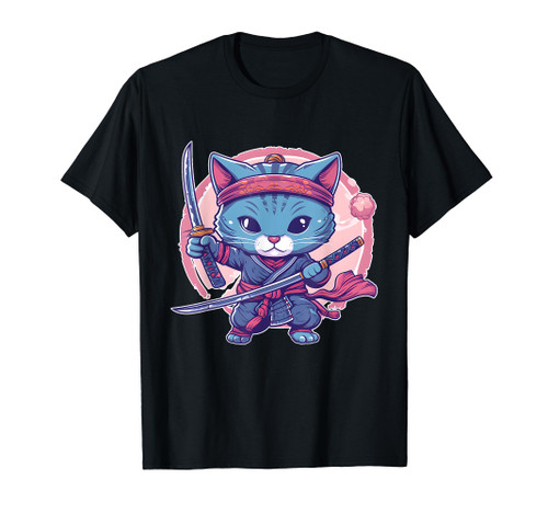 Japanese Samurai Cat Kitten Warrior T-Shirt