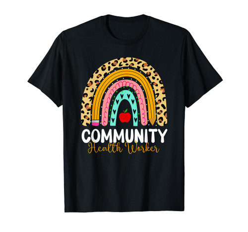 Community Health Worker Leopard Rainbow Healthcare Doctor T-Shirt
