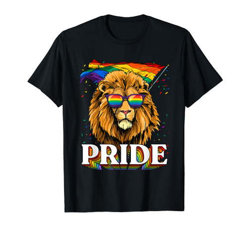 LGBT Lion Gay Pride LGBTQ Rainbow Flag Sunglasses T-Shirt LGBT Lion Gay Pride LGBTQ Rainbow Flag Sunglasses T-Shirt