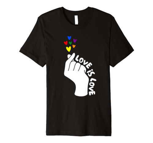 Love Is Love Rainbow Hearts LGBTQ Pride | Lesbian Gay Ally Premium T-Shirt
