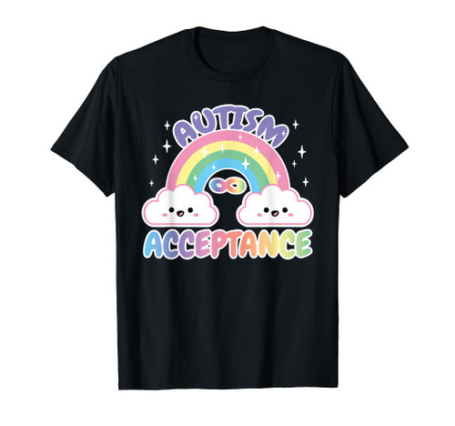 Autism Pro Acceptance Rainbow with Infinity Symbol T-Shirt