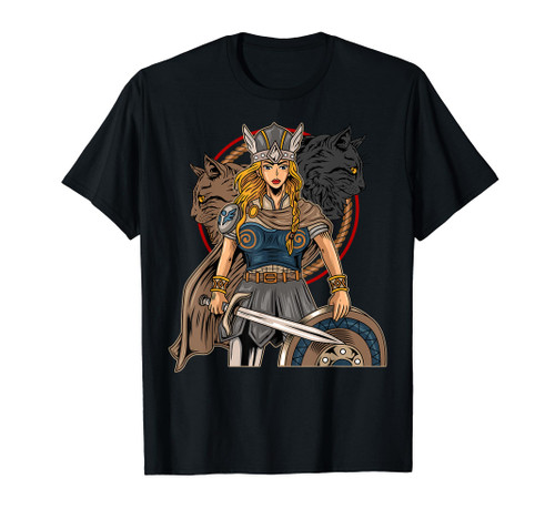 Freyja Norse Goddess Shield Maiden Cat Viking T-Shirt