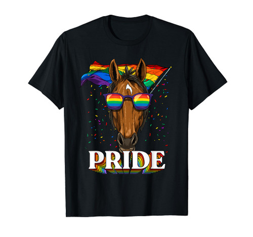 LGBTQ Pride Shirt Horse Pride Month Rainbow Pride Flag LGBT T-Shirt