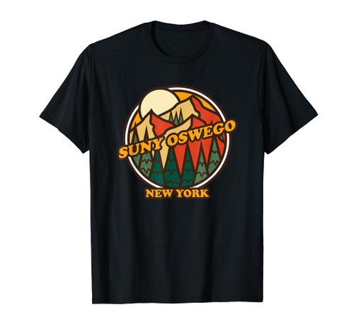 Vintage SUNY Oswego, New York Mountain Hiking Souvenir Print T-Shirt