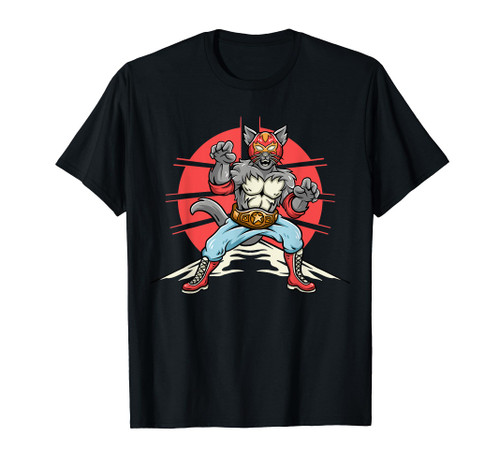 Lucha Libre Wrestling: Luchador Mexican Cartoon Cat Wrestler T-Shirt