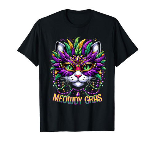 Meowdi Gras Mardi Gras Cat Lover Cats Kitten Kitty T-Shirt