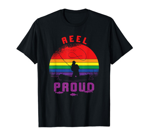 LGBT Fishing Reel Proud Gay Lesbian Angler Pride Rainbow T-Shirt