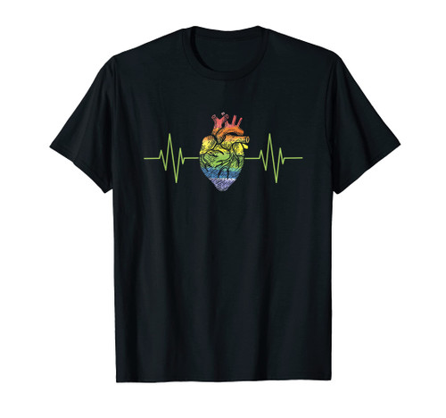 LGBT Anatomical Heart Rainbow Gay Lesbian Heartbeat Pride T-Shirt LGBT Anatomical Heart Rainbow Gay Lesbian Heartbeat Pride T-Shirt