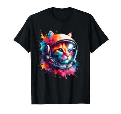 Funny Cat Astronaut Outer Space Watercolor Splash Cat Lover T-Shirt Funny Cat Astronaut Outer Space Watercolor Splash Cat Lover T-Shirt
