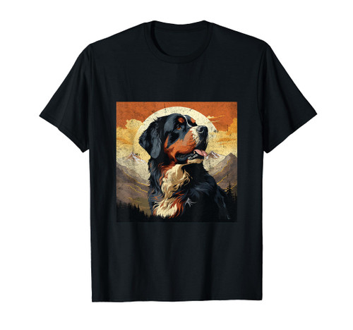 Vintage Bernese Mountain Dog Distressed Mountain Sunset T-Shirt