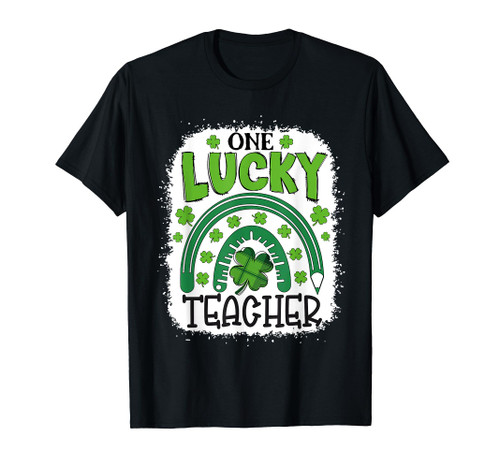 One Lucky Teacher Rainbow St Patricks Day Funny Cute Teacher T-Shirt