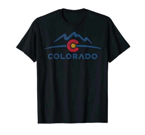 State Flag Colorado Rocky Mountains Skiing Aspen Vail T-Shirt