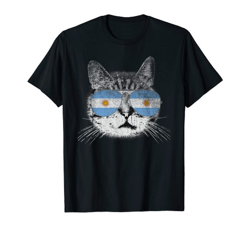 Cat Shirt Argentina Flag Country Retro Funny Men Women Gift T-Shirt