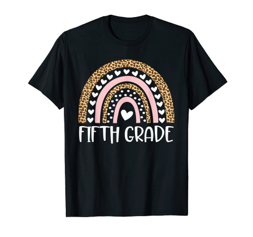 Fifth Grade Teacher Leopard Rainbow 5th Grade Teacher Funny T-Shirt