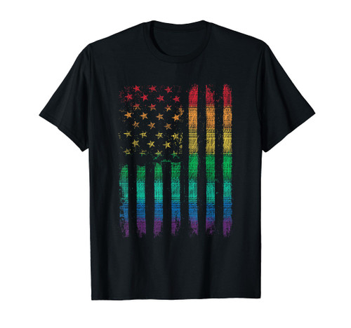 LGBT American Flag Pride Rainbow Gay Les Bi Trans T-shirt