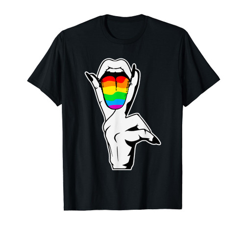 Gay Pride LGBT Lesbian Tongue Rainbow T-Shirt