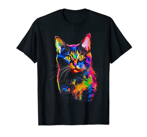Tie Dye Cat Colorful Tye Dye Kitten Graphic Tees Men Women T-Shirt