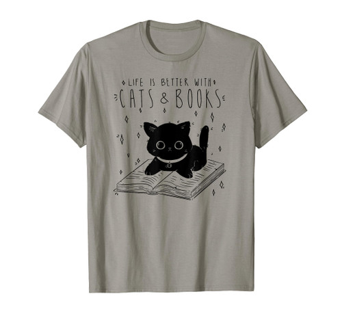 Life is better with Cats & Books Lover Book Nerd Librarian T-Shirt