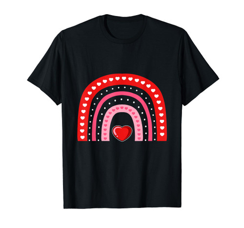 Heart Boho Rainbow Valentines Day Cute Love Minimalist T-Shirt