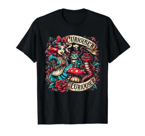 Vintage Punk Psychadelic Alice- Curiouser And Curiouser Cat T-Shirt Vintage Punk Psychadelic Alice- Curiouser And Curiouser Cat T-Shirt